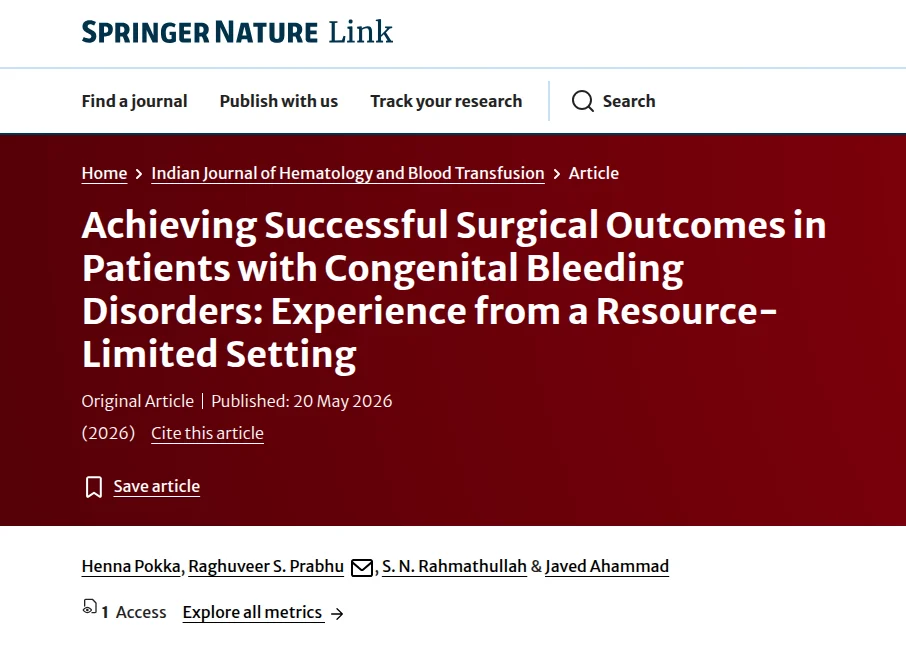 Rahmathullah S.N.: Key Takeaways on Successful Surgical Outcomes in Patients with Congenital Bleeding Disorders