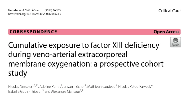 Nicolas Nesseler: Do We Overlook Factor XIII Deficiency in VA-ECMO Patients?