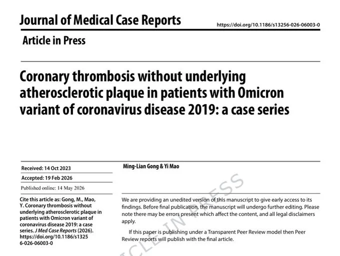 Harry Spoelstra: Omicron COVID-19 and Coronary Thrombosis Without Atherosclerosis 1 Harry Spoelstra: Omicron COVID-19 and Coronary Thrombosis Without Atherosclerosis