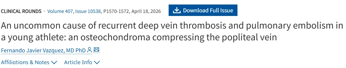 A Hidden Mechanical Cause of Recurrent Thrombosis in a Young Athlete - The Lancet 1 A Hidden Mechanical Cause of Recurrent Thrombosis in a Young Athlete - The Lancet