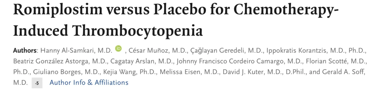 Romiplostim Versus Placebo in the Management of Chemotherapy-Induced Thrombocytopenia - Transfusion Evidence Library