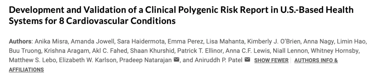 Ney Carter Borges: Clinical Cardiovascular Polygenic Risk Report for 8 Conditions