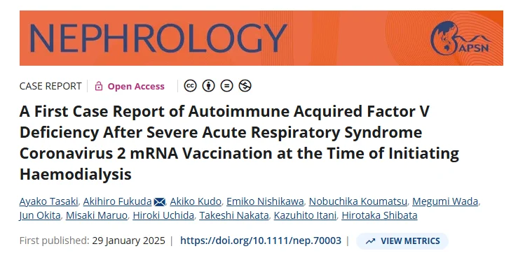 Dave Cartland: Autoimmune Factor V Deficiency After mRNA Vaccination at Dialysis Initiation