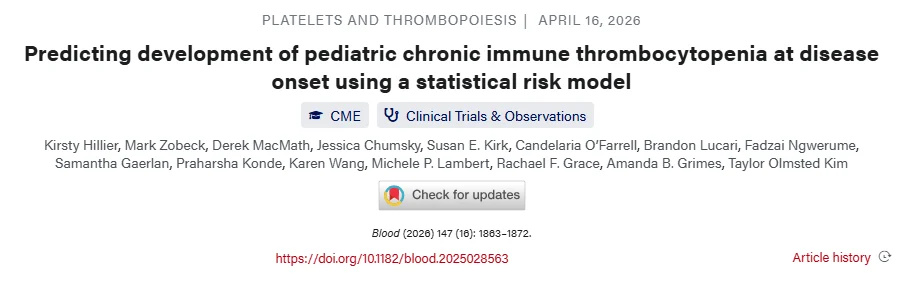 Vera Ghali: A Predictive Model for Chronic ITP in Pediatric Patients