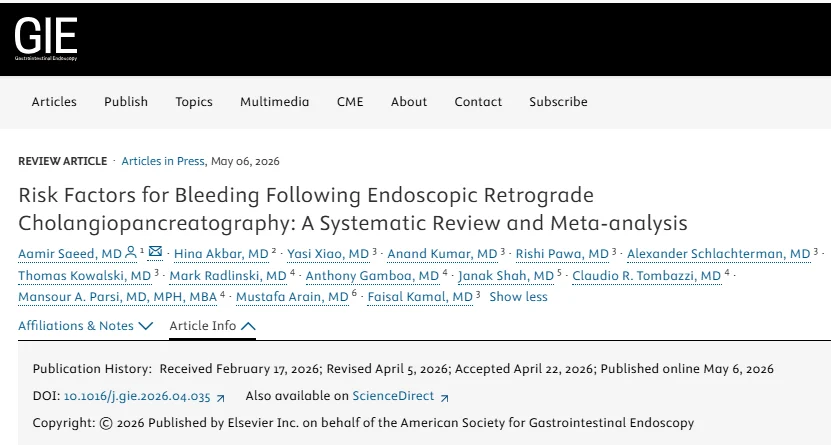 Aamir Saeed: Identifying Risk Factors for Bleeding After ERCP and Sphincterotomy