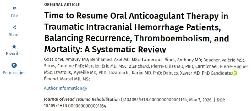 Marcel Émond: When to Restart Anticoagulation After Complex MTBI in the Patient?