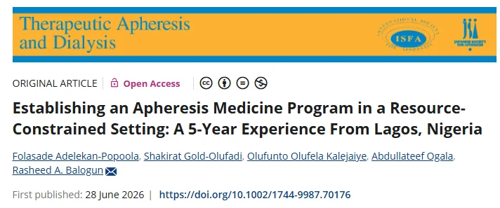 Shakirat Gold-Olufadi: Five Years of Building Apheresis Services in Lagos 1 Shakirat Gold-Olufadi