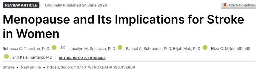 Rebecca Thurston: Happy to Share Our New Review of Menopause and Stroke 1 Rebecca Thurston