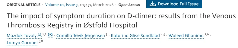 D-Dimer Testing in Prolonged VTE Symptoms - Should We Really Be More Cautious? - RPTH Journal 1 RPTH Journal
