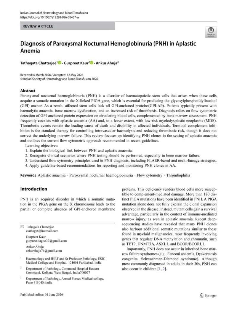 Gurpreet Kaur Sagoo: Diagnosing PNH in Aplastic Anaemia - Looking Beyond the Marrow 1 Gurpreet Kaur Sagoo