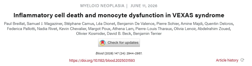 Paul Breillat: New Insights Into the Role of RIPK1-Mediated Cell Death in VEXAS syndrome 1 Paul Breillat