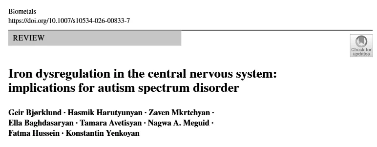 Konstantin Yenkoyan: New Publication Alert - Autism and Iron Dysregulation 1 Konstantin Yenkoyan