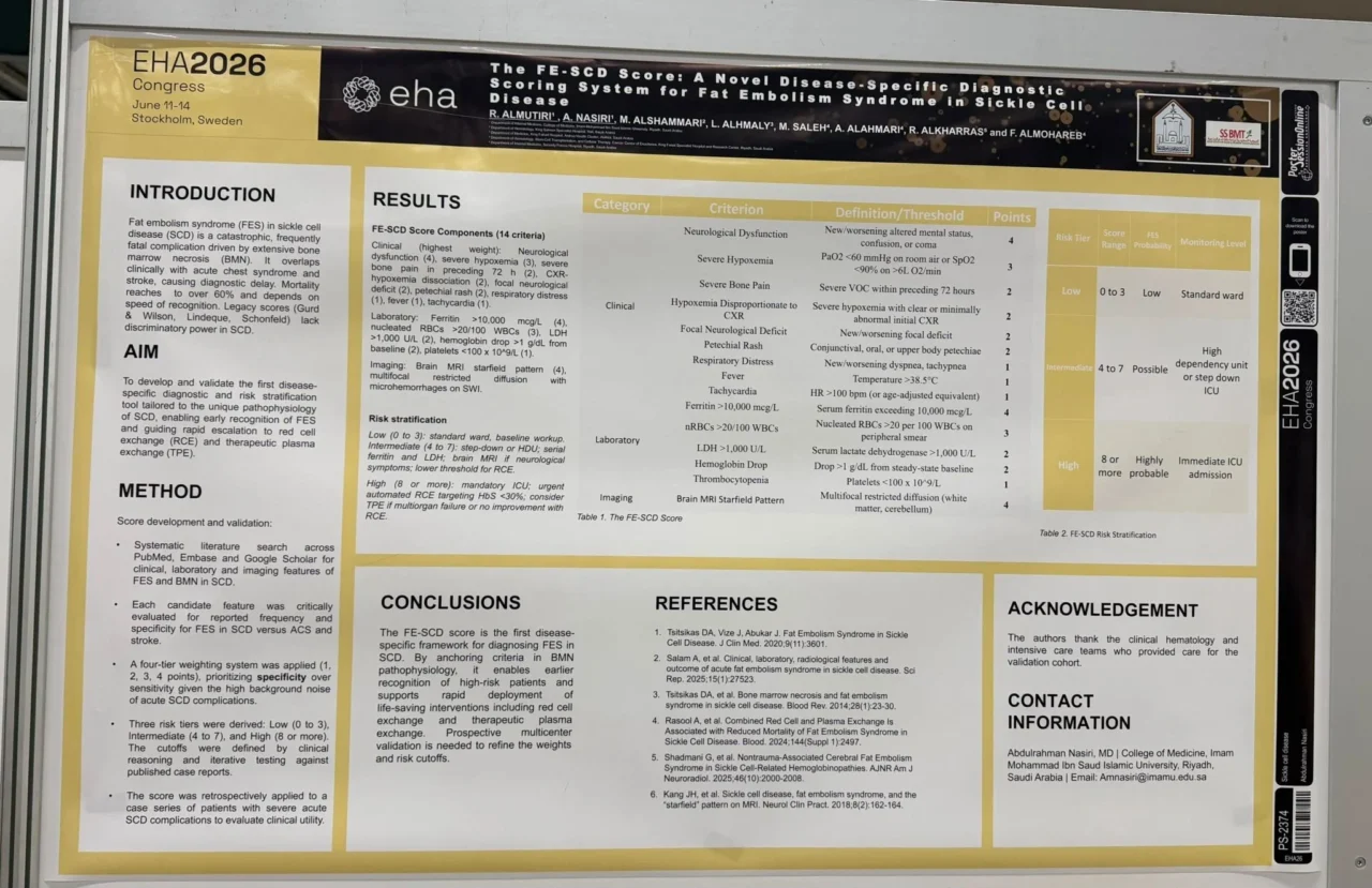 Abdulrahman Nasiri: Honored to Share our Research Contributions at the EHA 2026 1 Abdulrahman Nasiri
