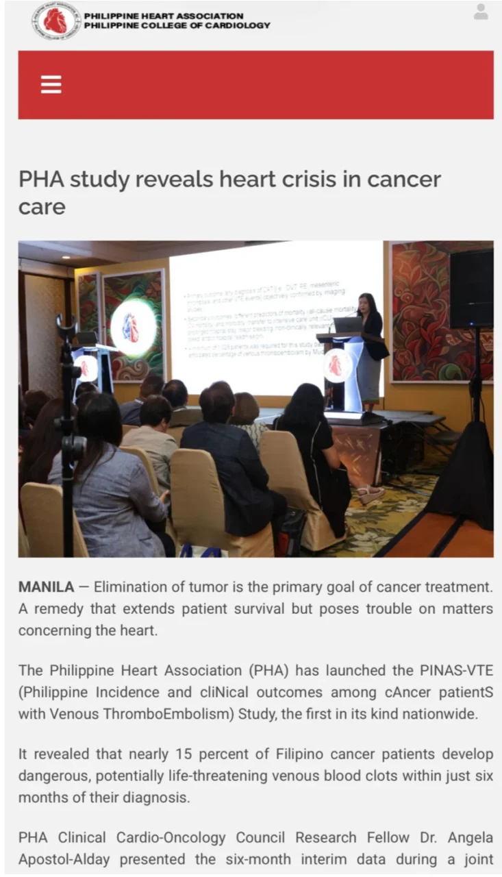 Shanon Marie Corsino: Nationwide Insights into Cancer-Associated Thrombosis in Filipino Patients 1 Shanon Marie Corsino: Nationwide Insights into Cancer-Associated Thrombosis in Filipino Patients