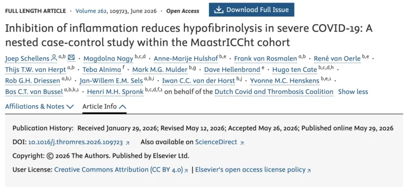Joep Schellens: Influence of Dexamethasone and Tocilizumab on Fibrinolysis in COVID-19
