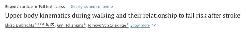 Elissa Embrechts: A Small But Meaningful Step Towards Better Fall Risk Prediction in Stroke Rehabilitation