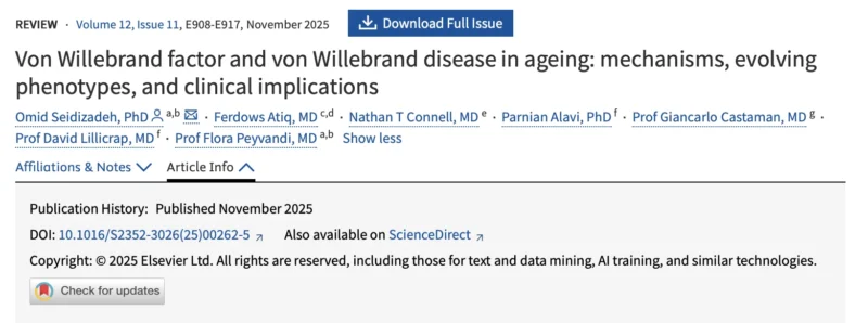 Omid Seidizadeh: Pleasure to Present on VWD in Aging at the ERN-EuroBloodNet Webinar Series