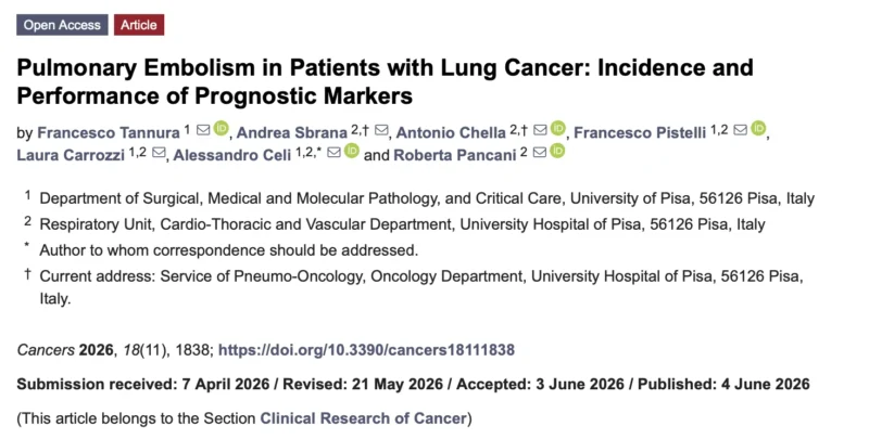 Francesco Tannura: The Potential of the Khorana Risk Score for PE Stratification in Lung Cancer