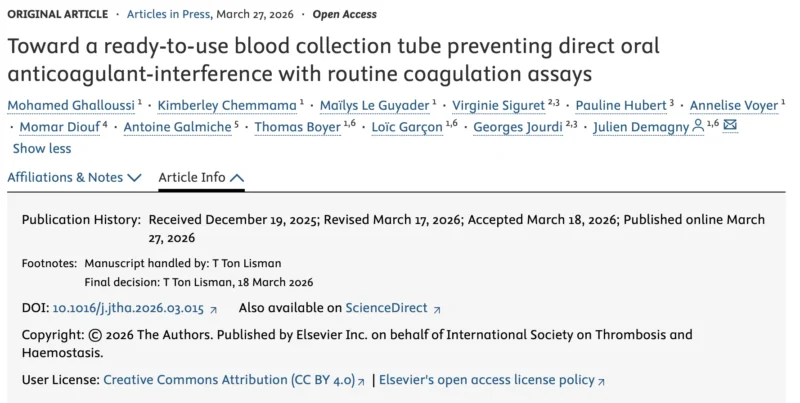 Eliminating DOAC Interference in Routine Coagulation Assays - JTH