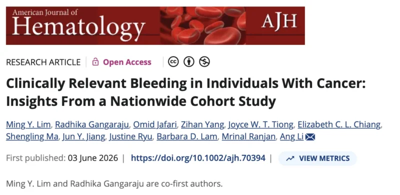 Ming Y Lim: The Burden and Impact of Bleeding in Newly Diagnosed Cancer Patients