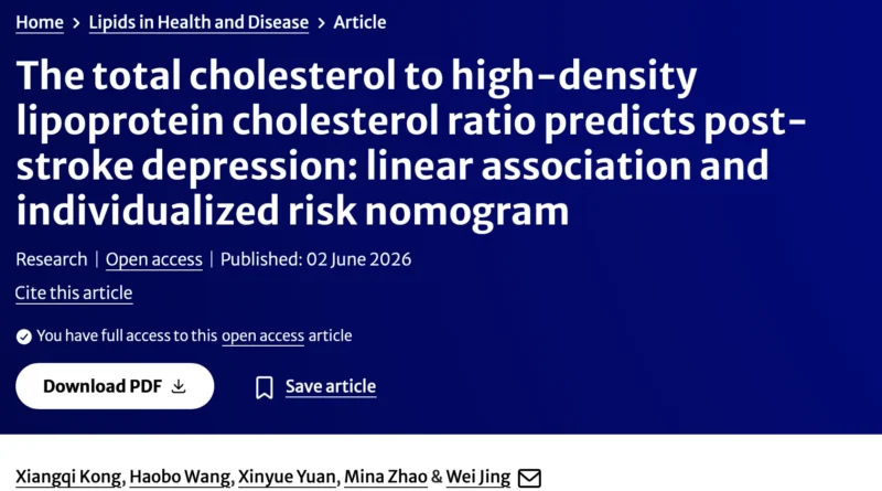 Leonardo Roever: Can a Simple Cholesterol Ratio Predict Post-Stroke Depression? 1 Leonardo Roever: Can a Simple Cholesterol Ratio Predict Post-Stroke Depression?
