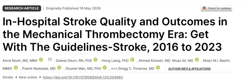 Pramit Mukherjee: A Milestone in Understanding Mechanical Thrombectomy for In-Hospital Stroke 1 Pramit Mukherjee: A Milestone in Understanding Mechanical Thrombectomy for In-Hospital Stroke