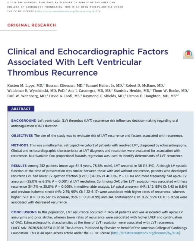 Hossam El Benawi: Who Can Safely Stop Anticoagulation after LVT Resolution? 1 Hossam El Benawi: Who Can Safely Stop Anticoagulation after LVT Resolution?