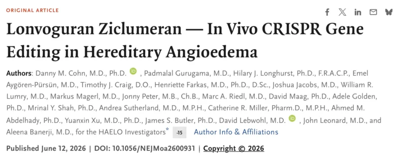 Wolfgang Miesbach: One-Time CRISPR Therapy Reduces Hereditary Angioedema Attacks by 87%