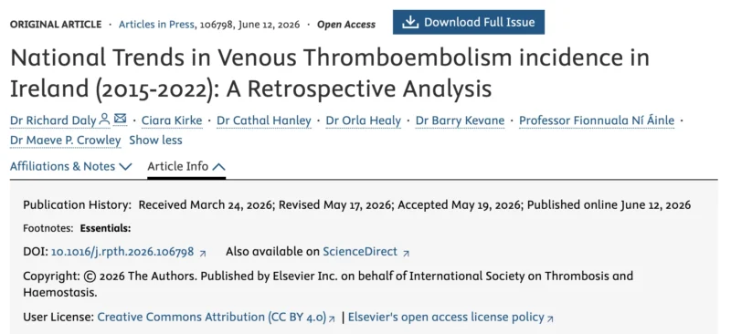 Maeve Crowley: Shining a Light on Venous Thromboembolism Trends in Ireland