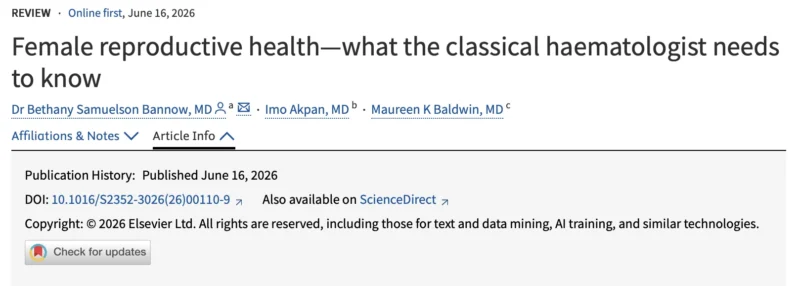 What Classical Haematologists Need to Know About Female Reproductive Health - The Lancet Haematology
