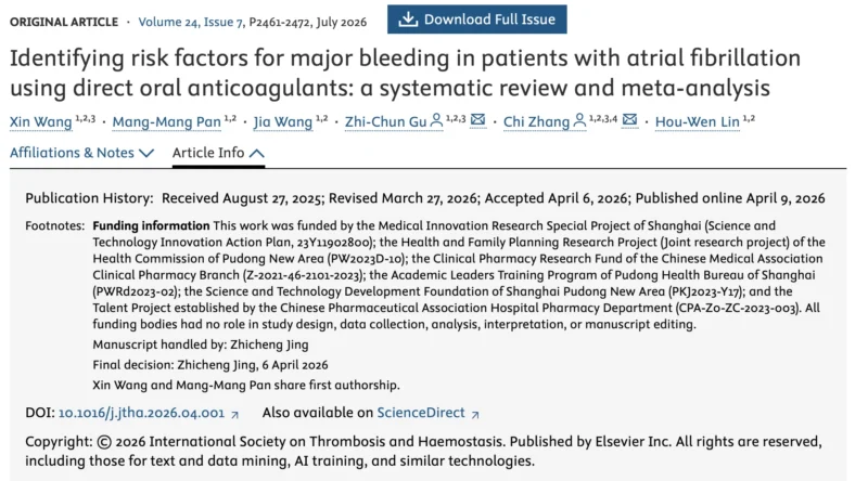 Large Meta-Analysis Highlights Key Predictors of Major Bleeding With DOAC Therapy - JTH 1 Large Meta-Analysis Highlights Key Predictors of Major Bleeding With DOAC Therapy - JTH