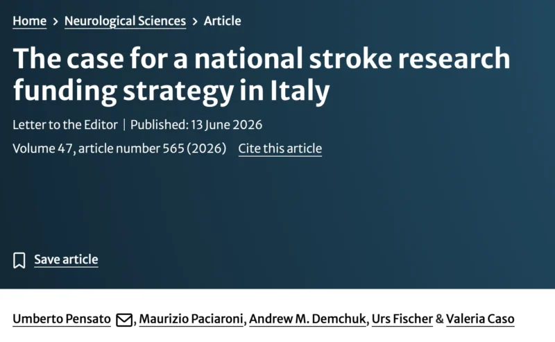 Umberto Pensato: Dedicated Funding Pathways for Stroke Research in Italy