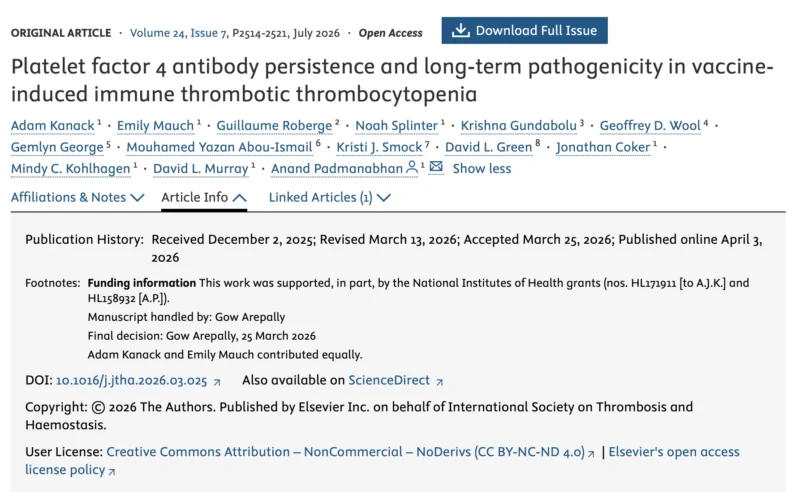 The Lasting Immunological Footprint of VITT - JTH