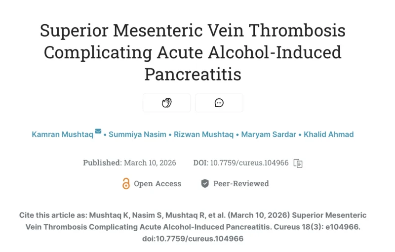 Maryam Sardar: Timely Anticoagulation in SMV Thrombosis Complicating Acute Pancreatitis