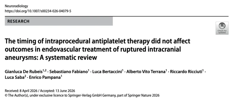 Gianluca De Rubeis: A Safer Approach to Antiplatelet Timing in Endovascular Aneurysm Treatment