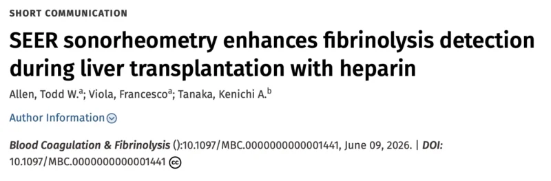 Marc Wittwer: SEER Sonorheometry in Detecting Hyperfibrinolysis Is Definitely Worth Putting Into Perspective