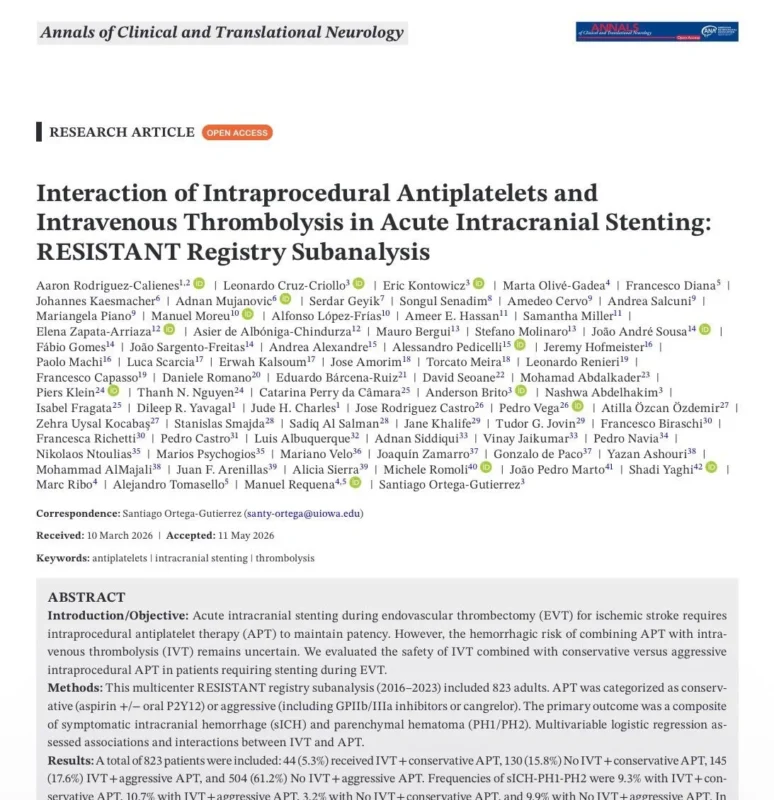 Aaron Rodriguez Calienes: RESISTANT Registry Provides Reassuring Safety Data for Acute Intracranial Stenting 1 Aaron Rodriguez Calienes: RESISTANT Registry Provides Reassuring Safety Data for Acute Intracranial Stenting