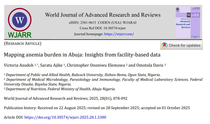 Victoria Azodoh: Strengthening Maternal Nutrition Through Evidence-Based Action