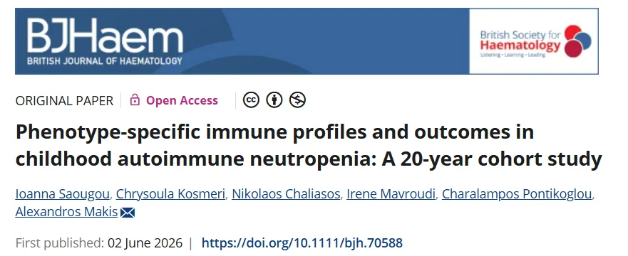 Alexandros Makis: 20-year Cohort of 112 Children with Autoimmune Neutropenia 1 Alexandros Makis