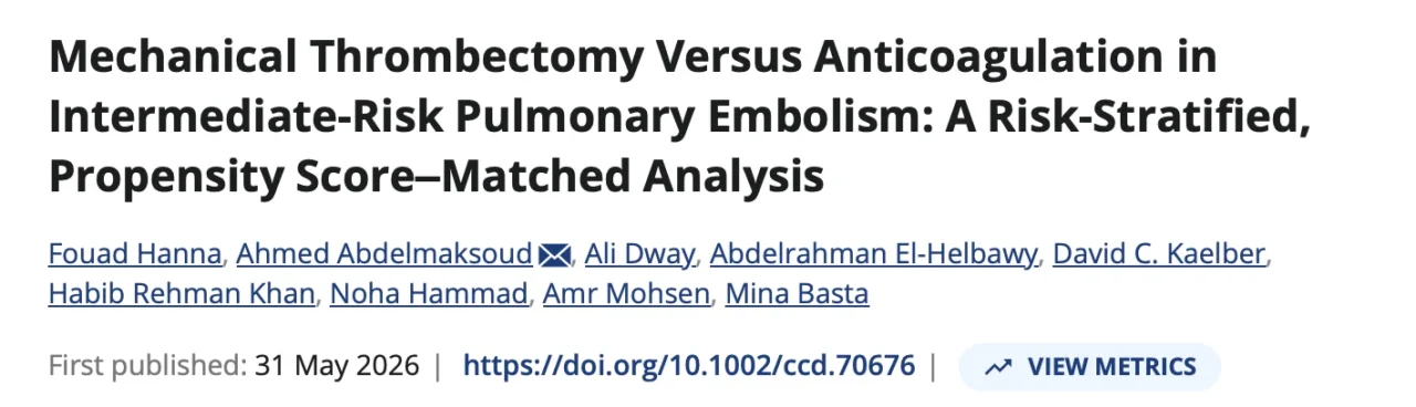 Fouad Mikhail: Mechanical Thrombectomy and Anticoagulation in Intermediate-Risk Pulmonary Embolism