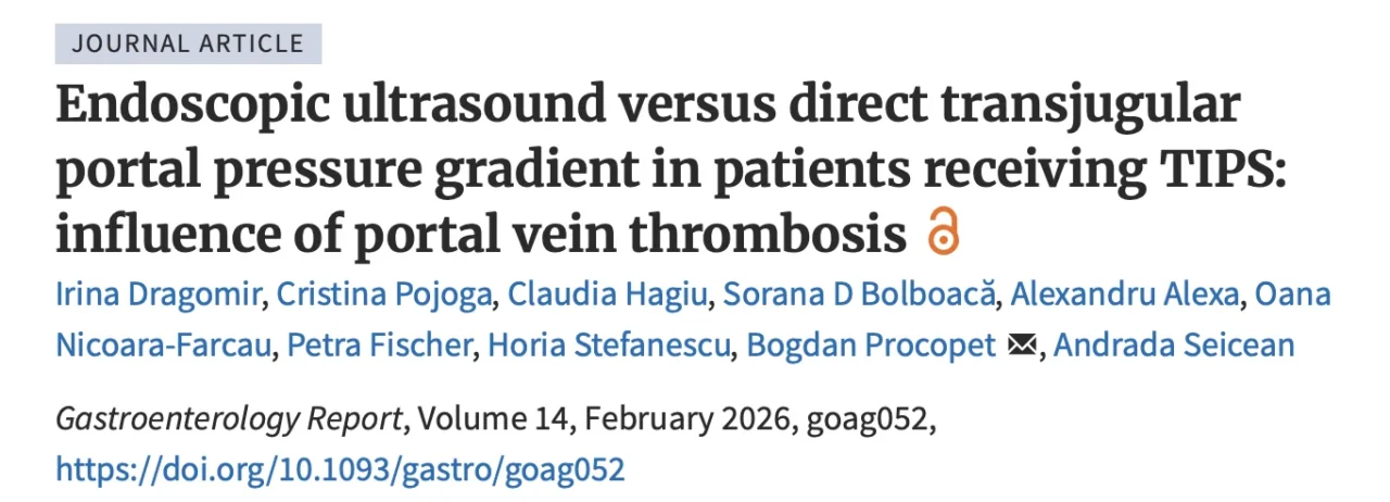 Andrada Seicean: Endoscopic Ultrasound and Portal Pressure Assessment in Patients Undergoing TIPS