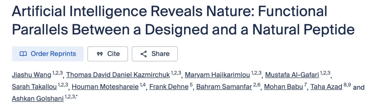 Ashkan Golshani: Congratulations to Our Team on Recent Publications in Molecular Biology and AI-Driven Research 1 Ashkan Golshani: Congratulations to Our Team on Recent Publications in Molecular Biology and AI-Driven Research