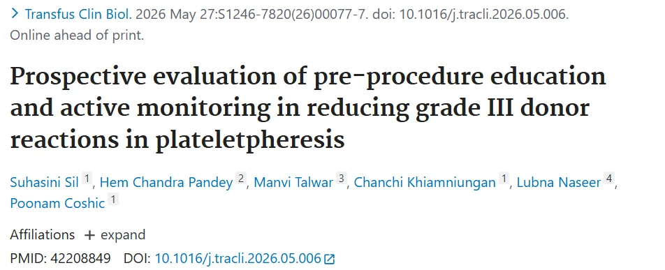 Suhasini Sil: Mitigating Grade III Plateletpheresis Reactions - A Prospective Evaluation 1 Suhasini Sil