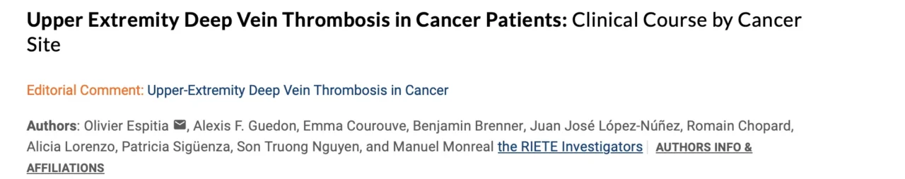 Alexis Guédon: Cancer-Associated Upper-Extremity Deep Vein Thrombosis