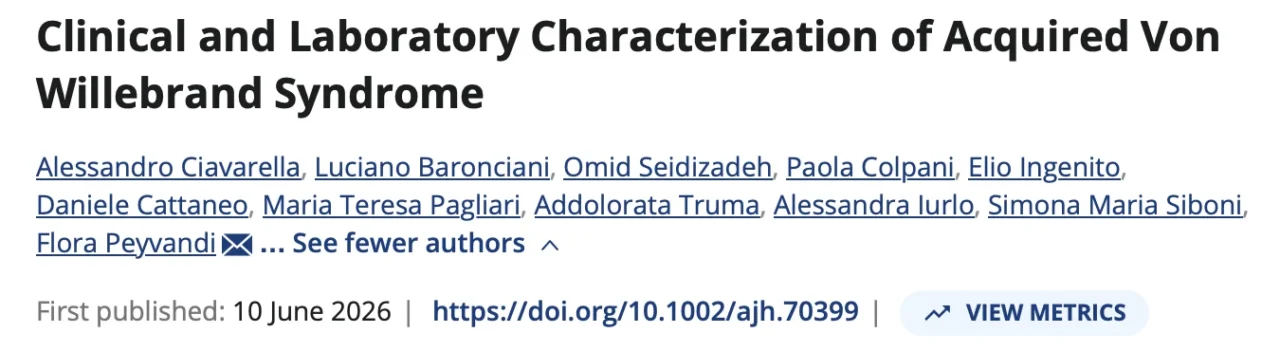 Flora Peyvandi: Characterizing Acquired VWD Through a Large Patient Cohort