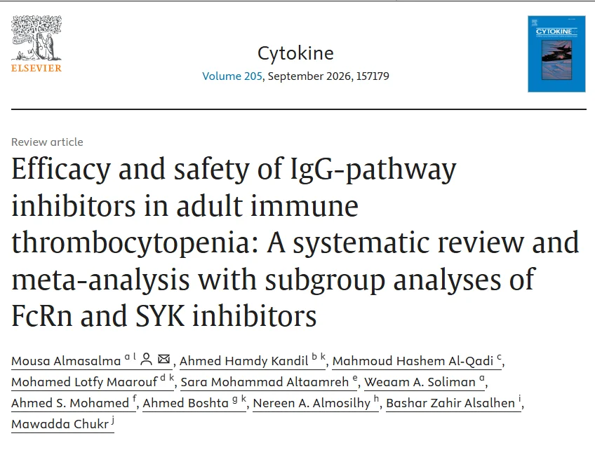Ahmed S. Mohamed: Comprehensive Evaluation of the Efficacy and Safety of IgG-Pathway Inhibitors in Adult Patients with ITP 1 Ahmed S. Mohamed
