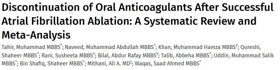 Abbeha Talib: Balancing Stroke Prevention and Bleeding Risk After Successful AF Ablation 1 Abbeha Talib: Balancing Stroke Prevention and Bleeding Risk After Successful AF Ablation