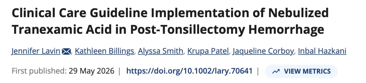 Ana Pedrero Gil: A New Approach to Post-Tonsillectomy Hemorrhage 1 Ana Pedrero Gil: A New Approach to Post-Tonsillectomy Hemorrhage