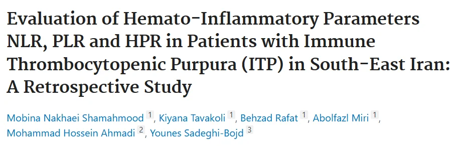 Abolfazl Miri: Improving ITP Diagnosis with Readily Available Hematological Indices