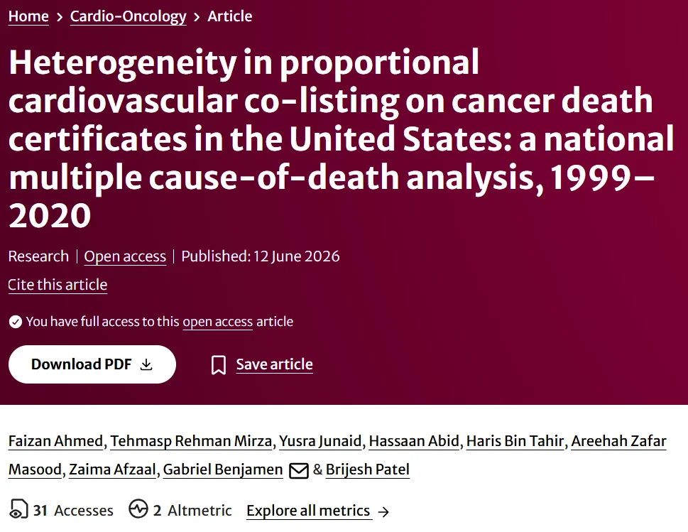Yusra Junaid: Two New Publications in Thrombosis and Cancer Research 2 Yusra Junaid: Two New Publications in Thrombosis and Cancer Research